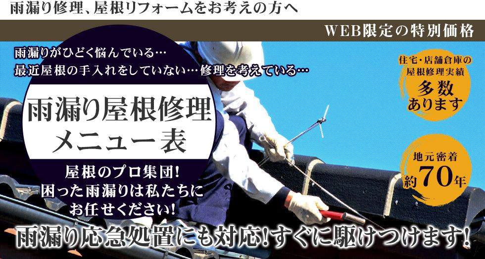 屋根修理をお考えの方へ 屋根修理価格表